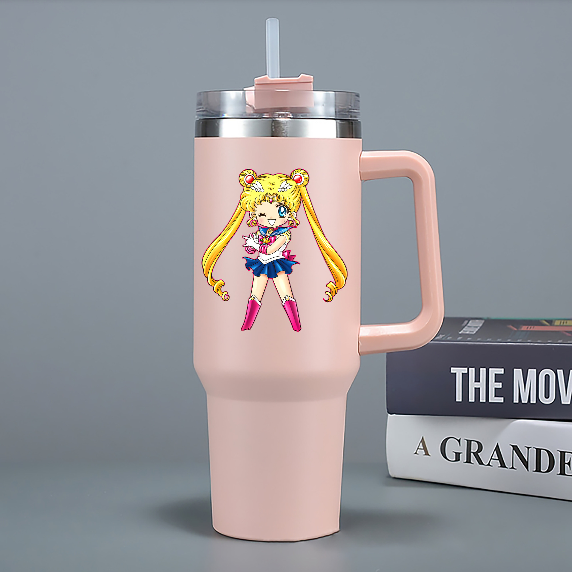 （画像用） 美少女戦士セーラームーン 月野 うさぎ つきの うさぎ Sailor Moon Tsukino Usagi 1200mL車用タンブラー - クリスタルステッカー（プラスチックストロー付き）